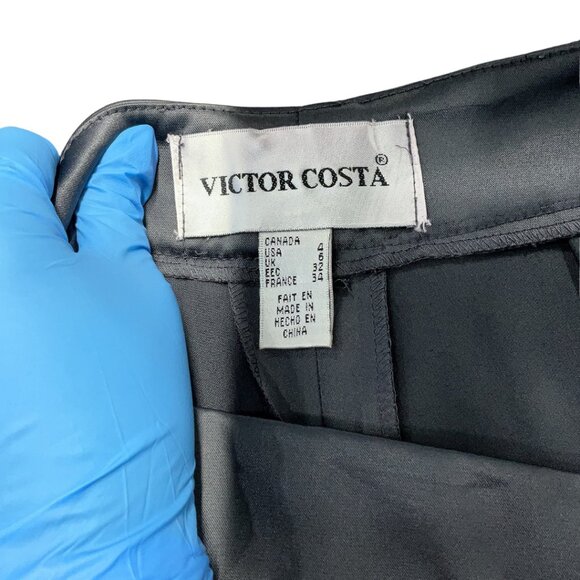 🖤 Victor Costa Stretch Satin Flared Pants – Size 4 (NWT) Gray Grey Wide Leg - Picture 3 of 3